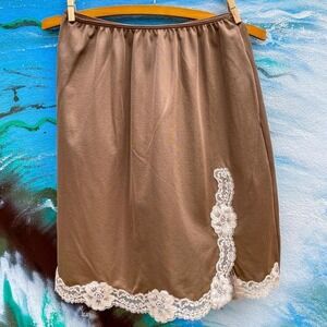 Vintage sears roebuck & co brown and cream slip skirt
